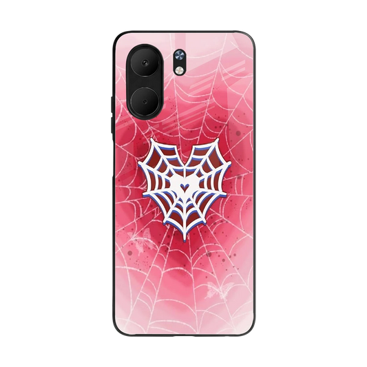 Y2K Hearts X Web back phone cover | glass case for oppo a5x 5g