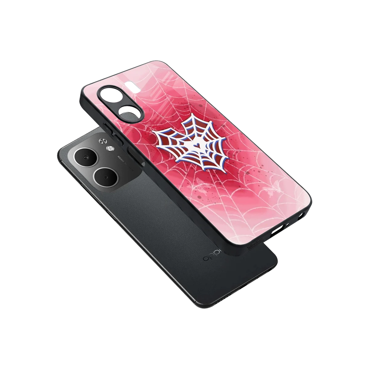 Y2K Hearts X Web sleek oppo a5x 5g cover with tempered glass back and TPU edges