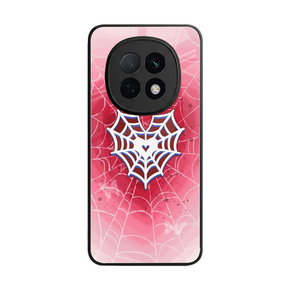 Y2K Hearts X Web back phone cover | glass case for oppo f29 pro 5g