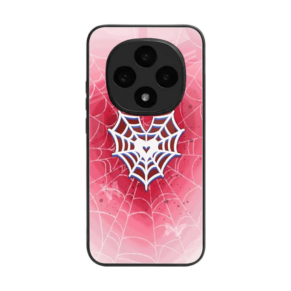 Y2K Hearts X Web back phone cover | glass case for oppo f31 pro 5g