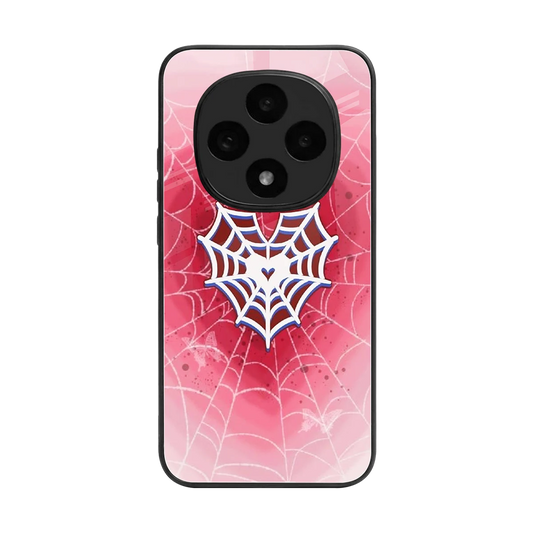 Y2K Hearts X Web back phone cover | glass case for oppo f31 pro 5g