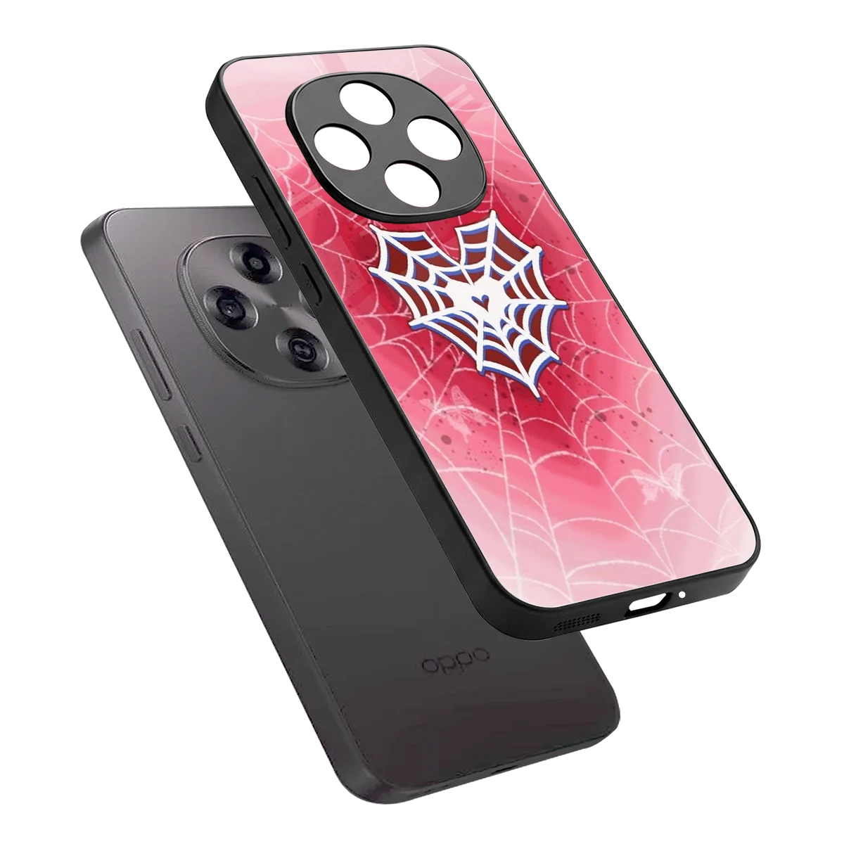 Y2K Hearts X Web sleek oppo f31 pro 5g cover with tempered glass back and TPU edges