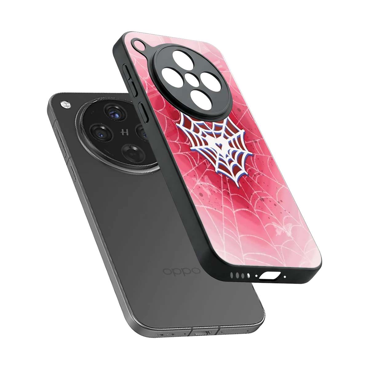 Y2K Hearts X Web sleek oppo find x8 cover with tempered glass back and TPU edges