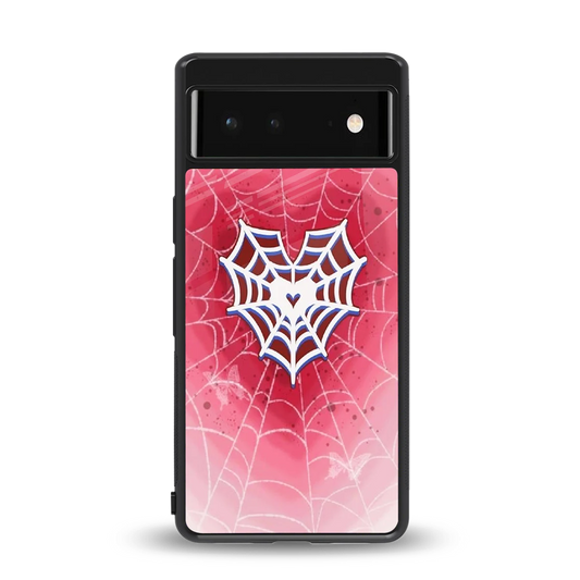 Y2K Hearts X Web back phone cover | glass case for google pixel 6