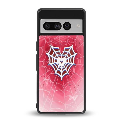 Y2K Hearts X Web back phone cover | glass case for google pixel 7 pro