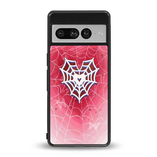 Y2K Hearts X Web back phone cover | glass case for google pixel 7 pro