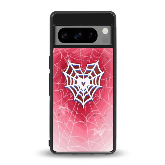 Y2K Hearts X Web back phone cover | glass case for google pixel 8 pro