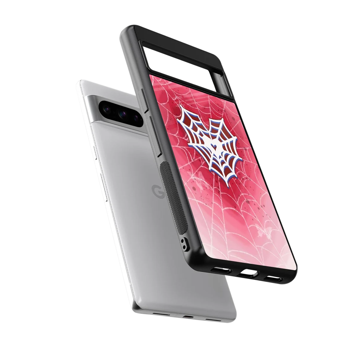 Y2K Hearts X Web sleek google pixel 8 pro cover with tempered glass back and TPU edges