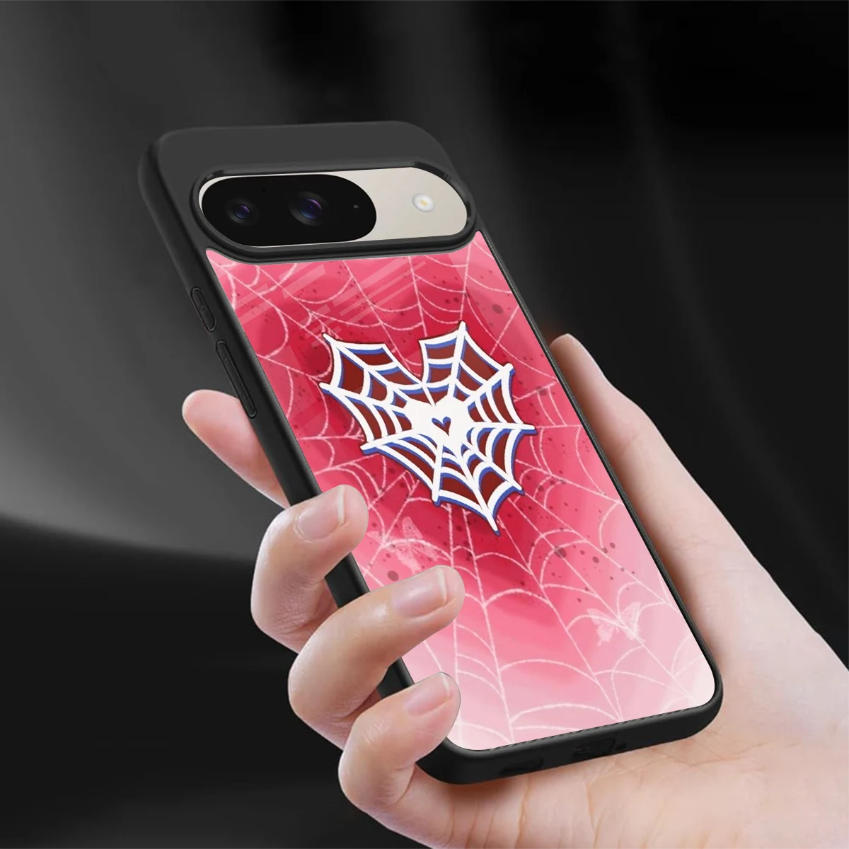 Y2K Hearts X Web sleek google pixel 9 cover with tempered glass back and TPU edges