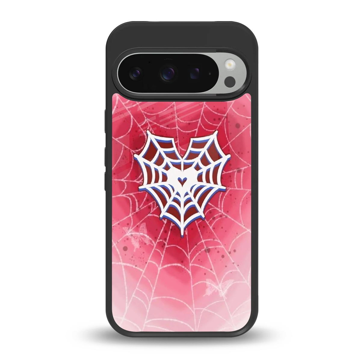 Y2K Hearts X Web back phone cover | glass case for google pixel 9 pro xl