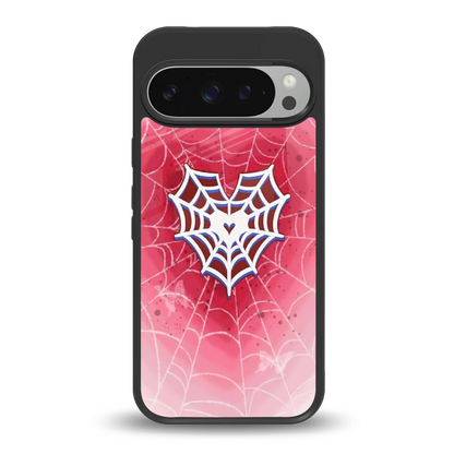 Y2K Hearts X Web back phone cover | glass case for google pixel 9 pro xl