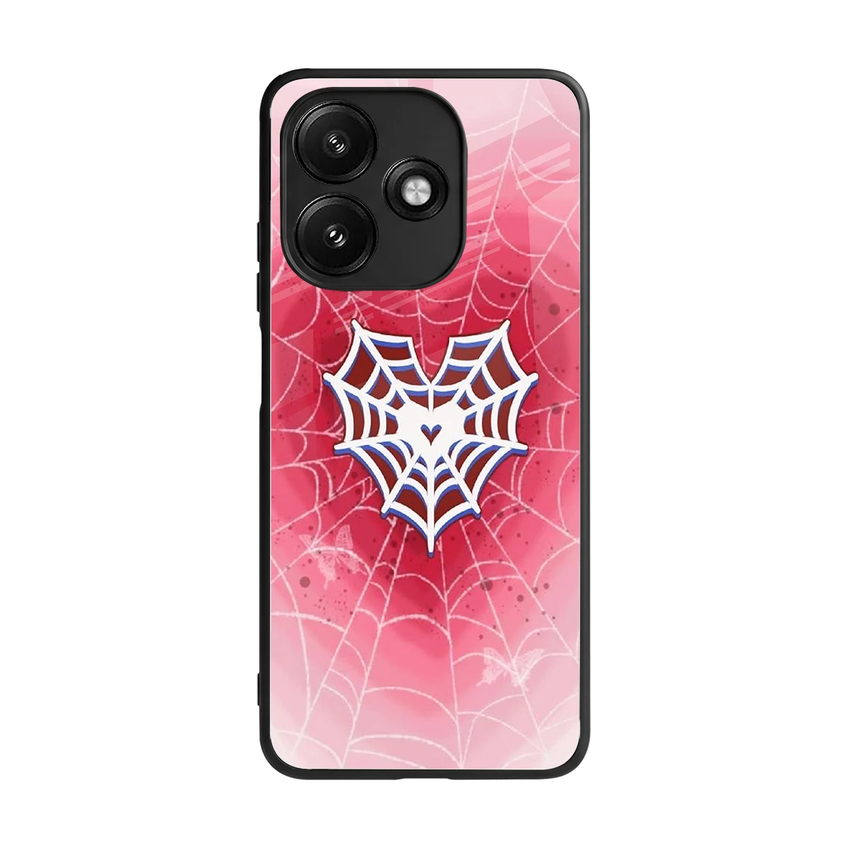 Y2K Hearts X Web back phone cover | glass case for redmi 12 5g