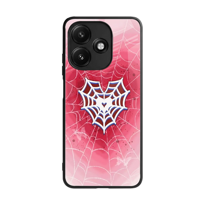 Y2K Hearts X Web back phone cover | glass case for redmi 12 5g