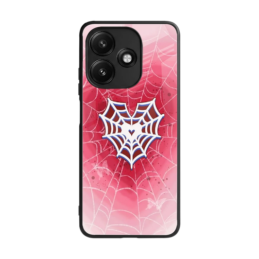 Y2K Hearts X Web back phone cover | glass case for redmi 12 5g