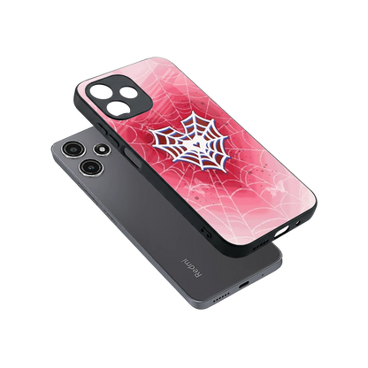 Y2K Hearts X Web sleek redmi 12 5g cover with tempered glass back and TPU edges