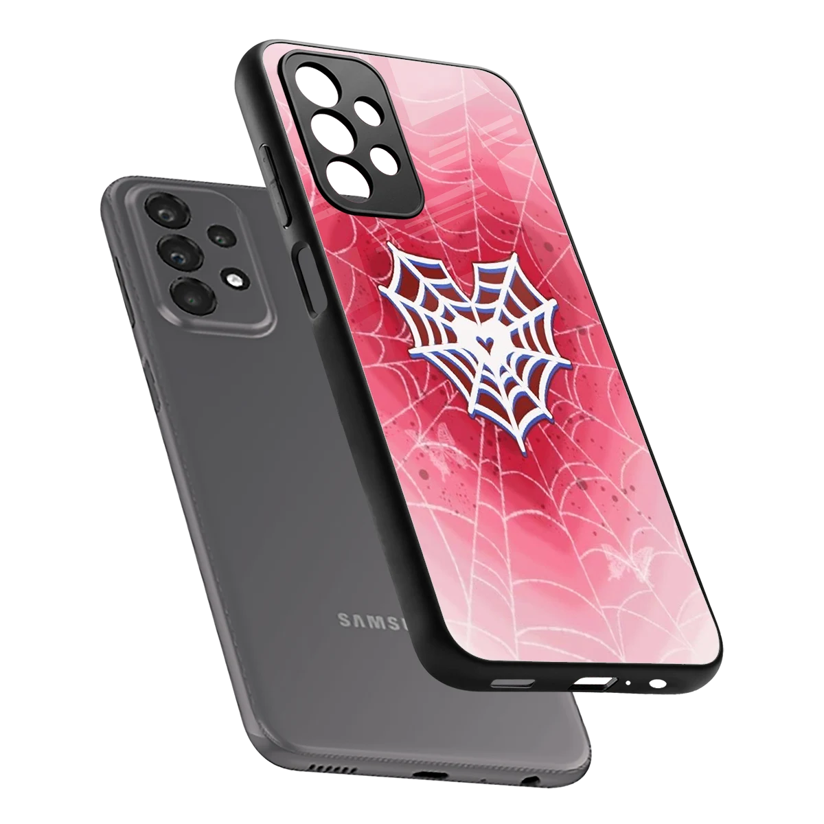 Y2K Hearts X Web sleek samsung galaxy a23 cover with tempered glass back and TPU edges