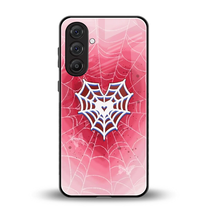 Y2K Hearts X Web back phone cover | glass case for samsung galaxy m35 5g
