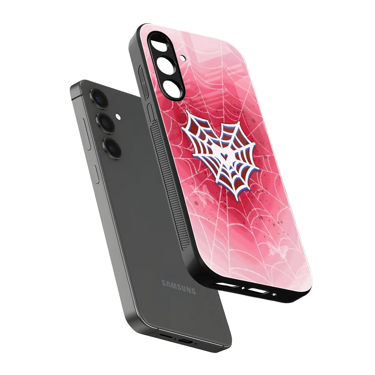 Y2K Hearts X Web sleek samsung galaxy m35 5g cover with tempered glass back and TPU edges