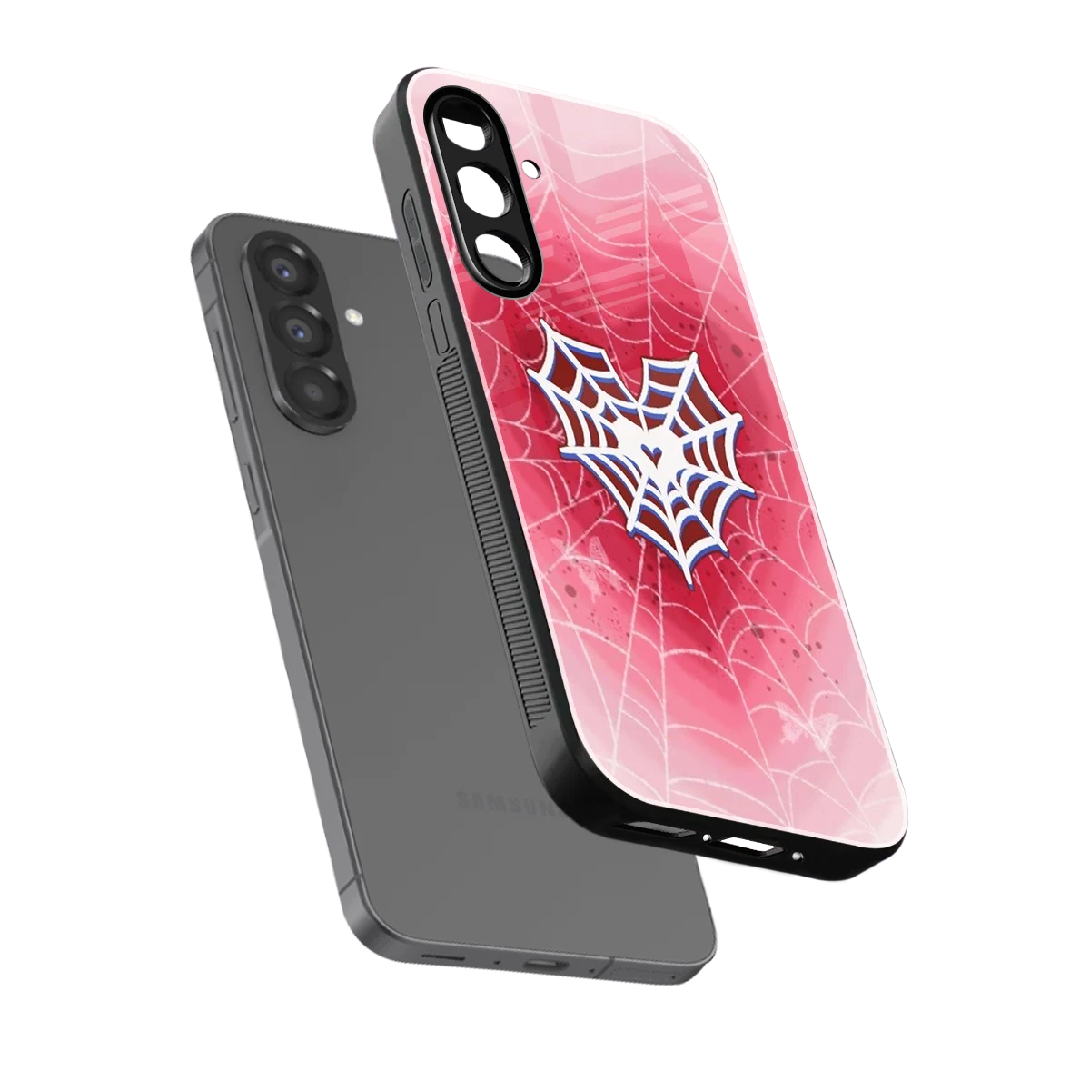 Y2K Hearts X Web sleek samsung galaxy a56 5g cover with tempered glass back and TPU edges