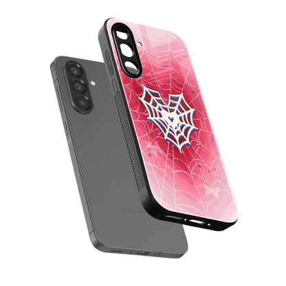 Y2K Hearts X Web sleek samsung galaxy a56 5g cover with tempered glass back and TPU edges