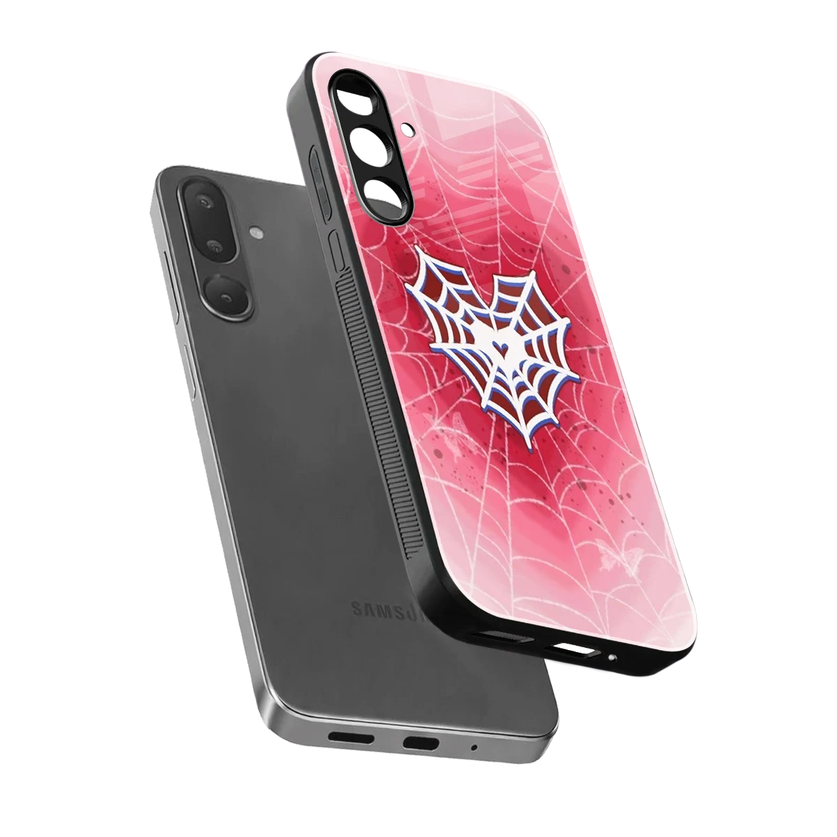 Y2K Hearts X Web sleek samsung galaxy m36 5g cover with tempered glass back and TPU edges