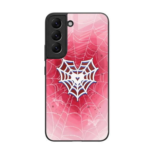 Y2K Hearts X Web back phone cover | glass case for samsung galaxy s22