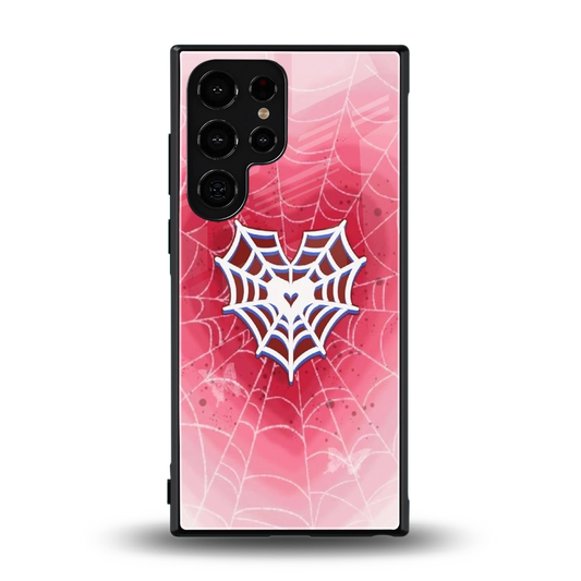 Y2K Hearts X Web back phone cover | glass case for samsung galaxy s24 ultra