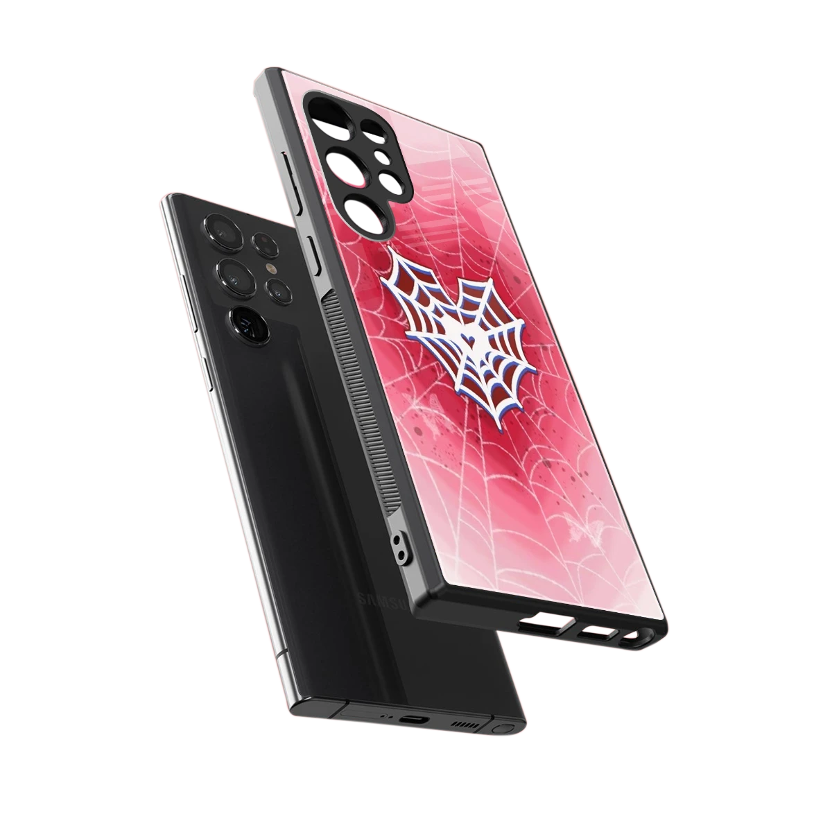 Y2K Hearts X Web sleek samsung galaxy s24 ultra cover with tempered glass back and TPU edges