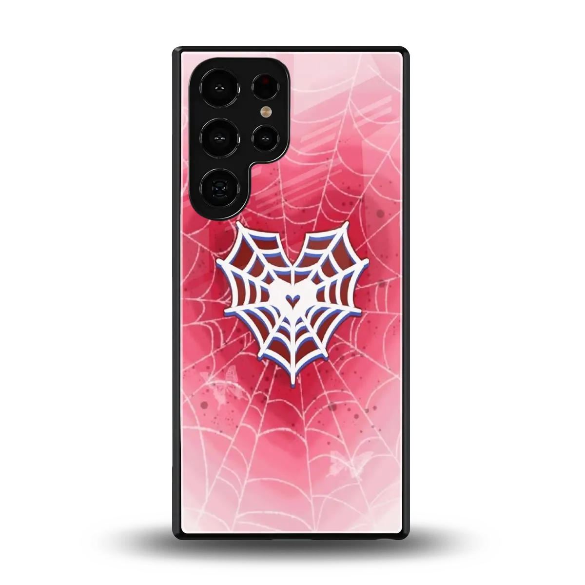 Y2K Hearts X Web back phone cover | glass case for samsung galaxy s25 ultra