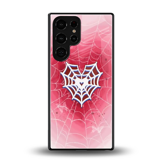 Y2K Hearts X Web back phone cover | glass case for samsung galaxy s25 ultra