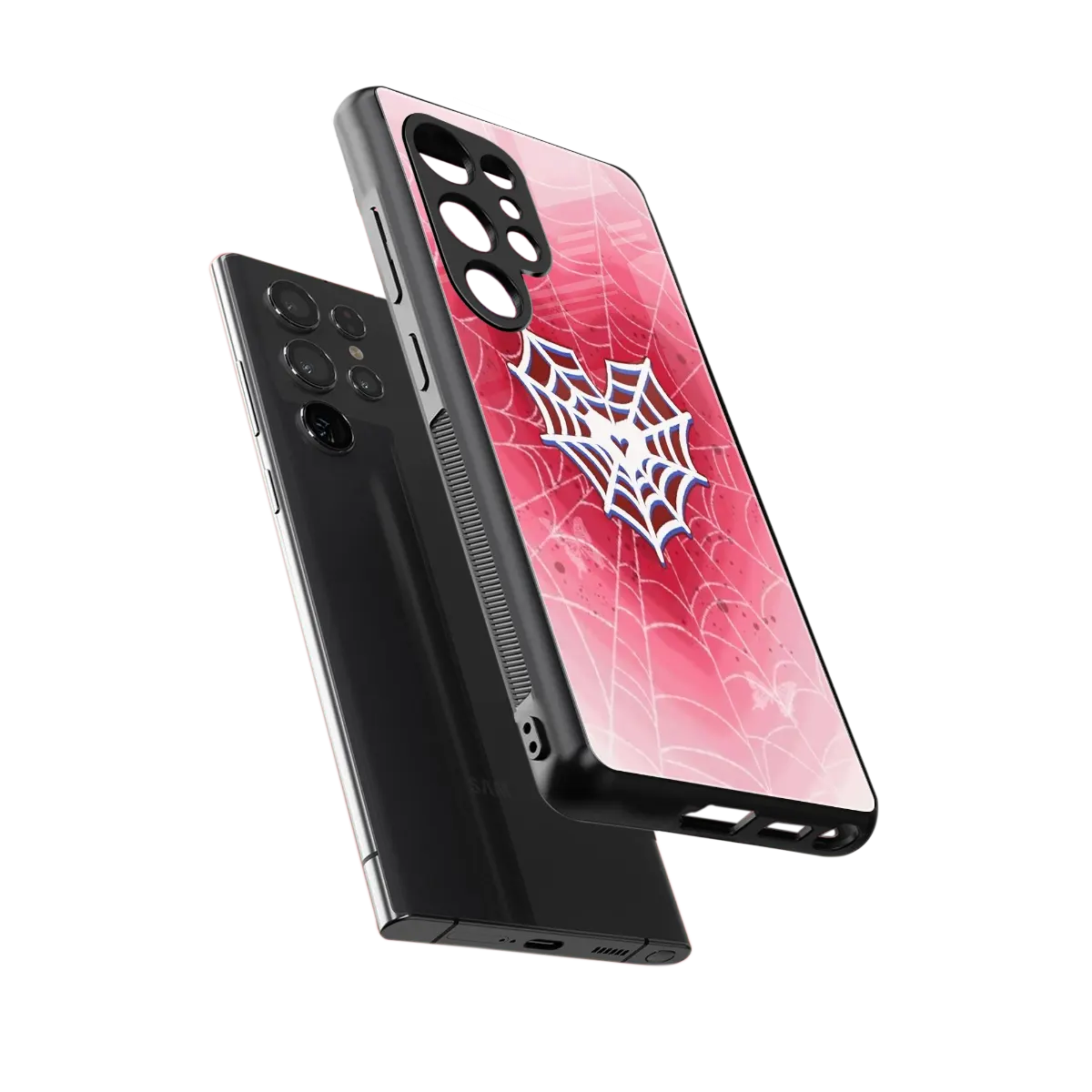 Y2K Hearts X Web sleek samsung galaxy s26 ultra cover with tempered glass back and TPU edges