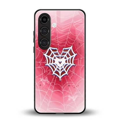 Y2K Hearts X Web back phone cover | glass case for samsung galaxy s26