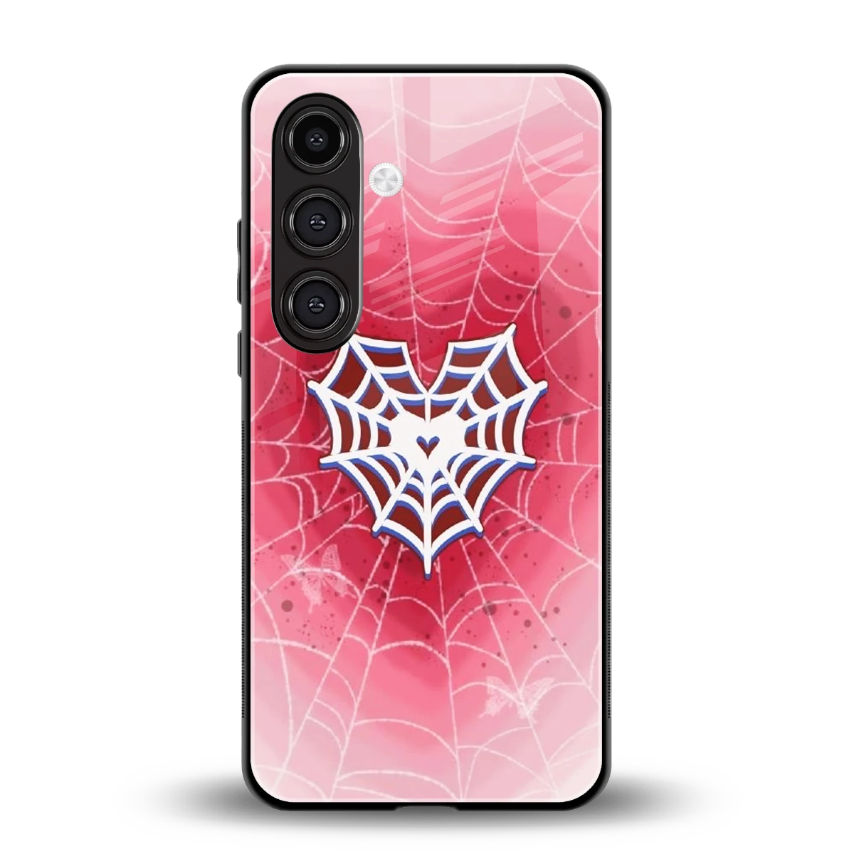 Y2K Hearts X Web back phone cover | glass case for samsung galaxy s24