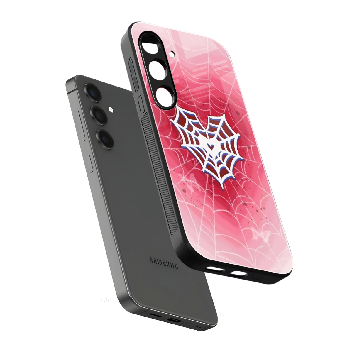 Y2K Hearts X Web sleek samsung galaxy s25 fe cover with tempered glass back and TPU edges