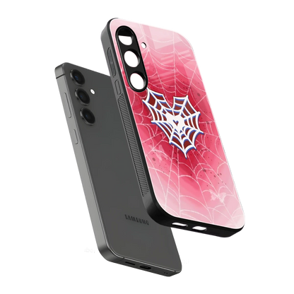 Y2K Hearts X Web sleek samsung galaxy s25 fe cover with tempered glass back and TPU edges