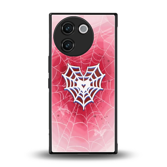 Y2K Hearts X Web back phone cover | glass case for vivo v30e