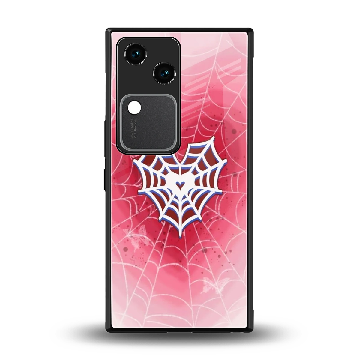 Y2K Hearts X Web back phone cover | glass case for vivo v30
