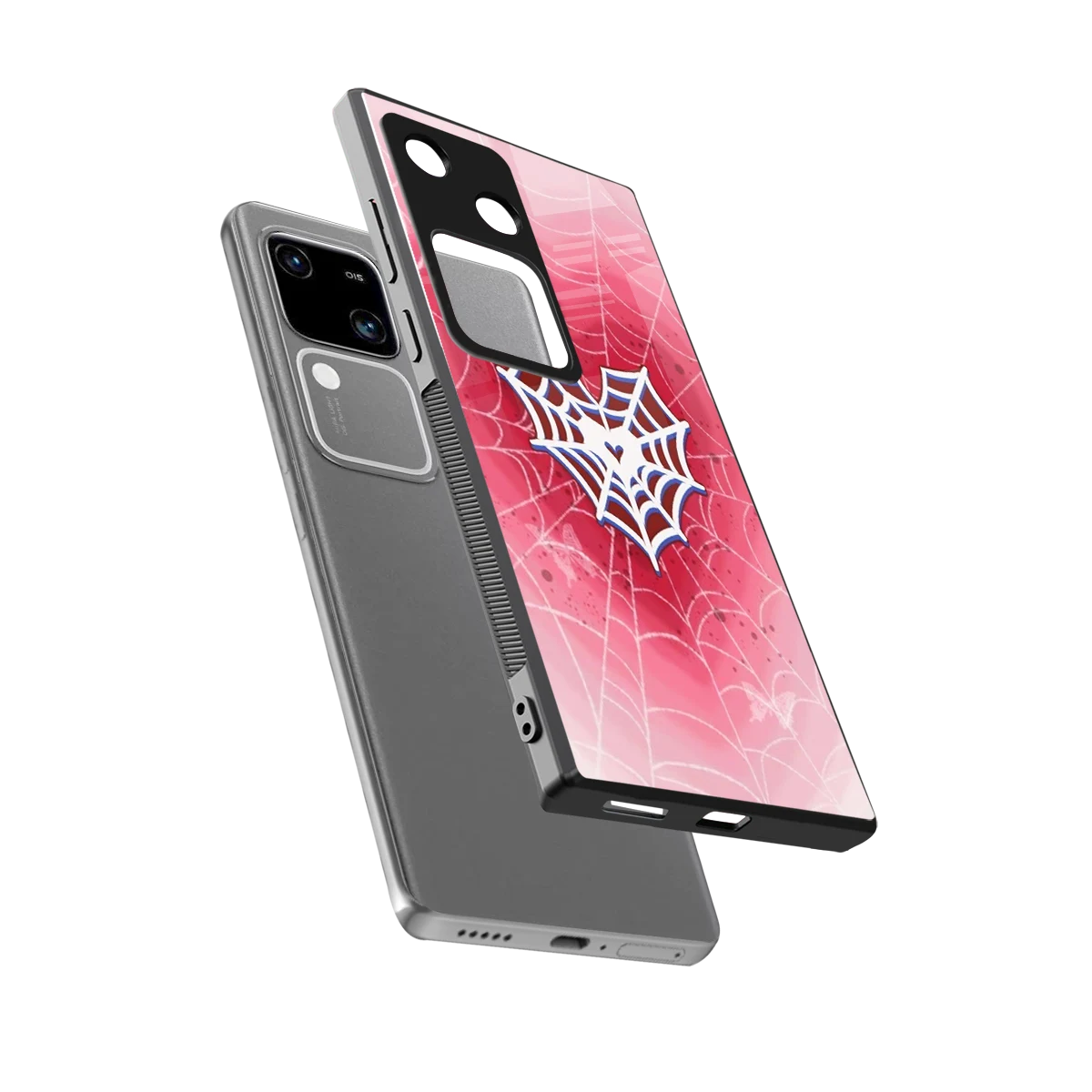 Y2K Hearts X Web sleek vivo v30 cover with tempered glass back and TPU edges