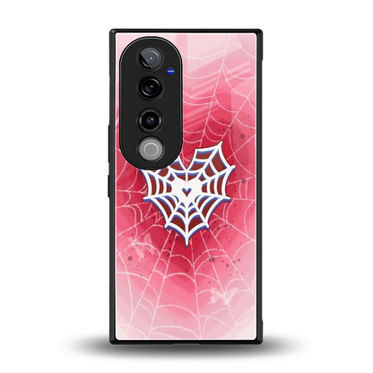 Y2K Hearts X Web back phone cover | glass case for vivo v40 pro