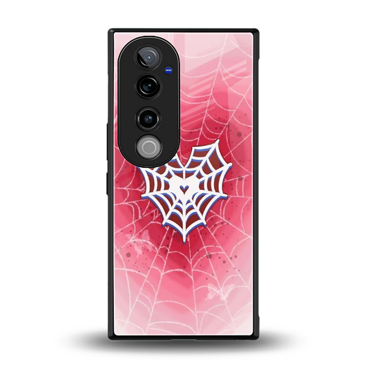 Y2K Hearts X Web back phone cover | glass case for vivo v40 pro
