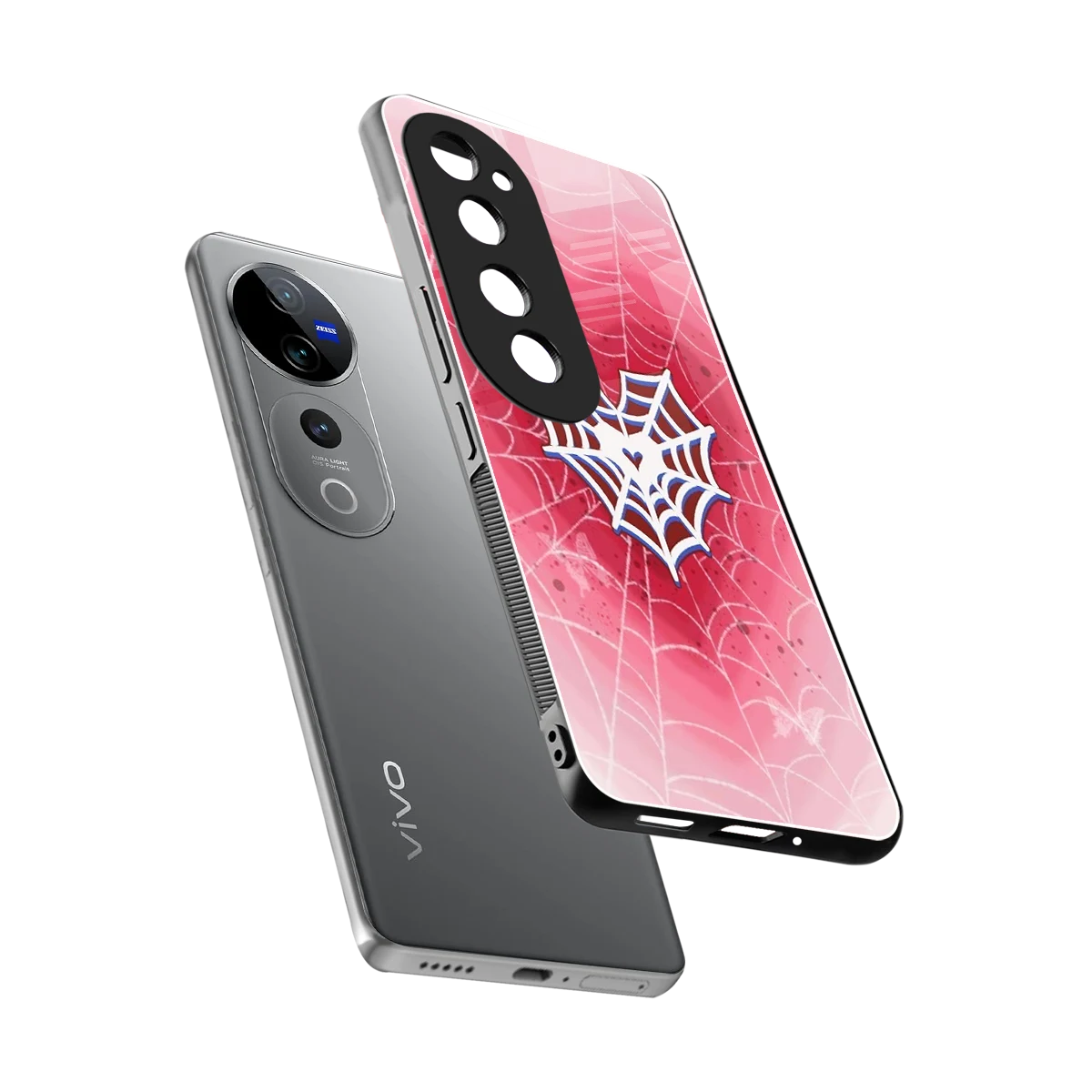 Y2K Hearts X Web sleek vivo v40 pro cover with tempered glass back and TPU edges