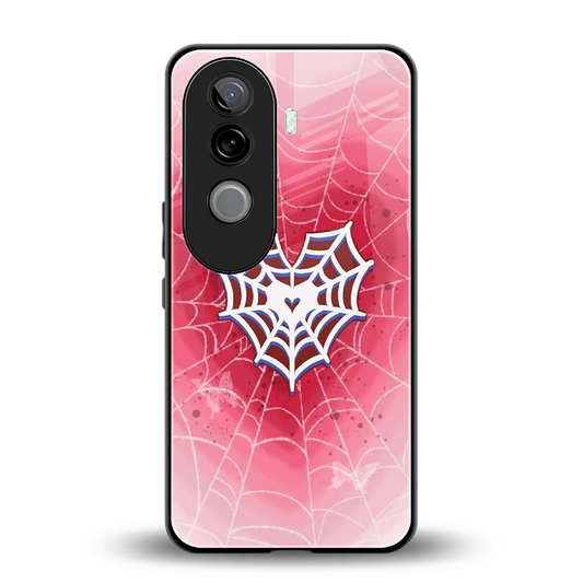 Y2K Hearts X Web back phone cover | glass case for vivo v40e