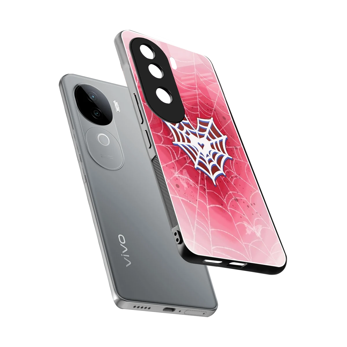 Y2K Hearts X Web sleek vivo v40e cover with tempered glass back and TPU edges
