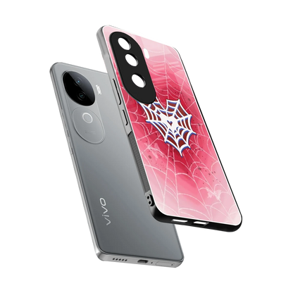 Y2K Hearts X Web sleek vivo v40e cover with tempered glass back and TPU edges