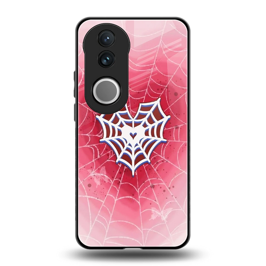 Y2K Hearts X Web back phone cover | glass case for vivo v50