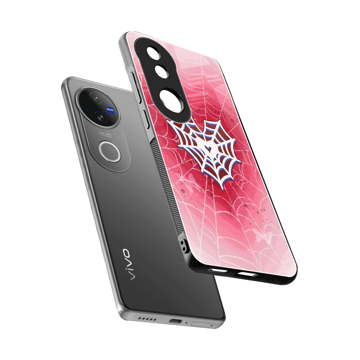 Y2K Hearts X Web sleek vivo v50 cover with tempered glass back and TPU edges