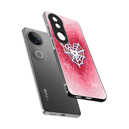 Y2K Hearts X Web sleek vivo v50 cover with tempered glass back and TPU edges