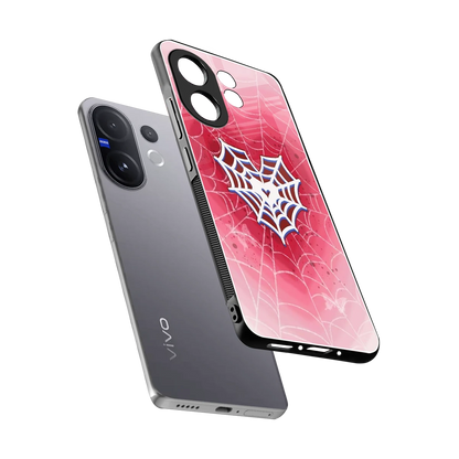 Y2K Hearts X Web sleek vivo v60 cover with tempered glass back and TPU edges