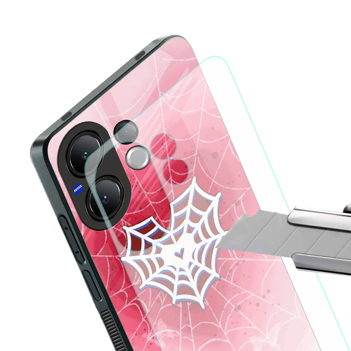 Y2K Hearts X Web stylish phone case for vivo v60 | glossy glass and slim fit