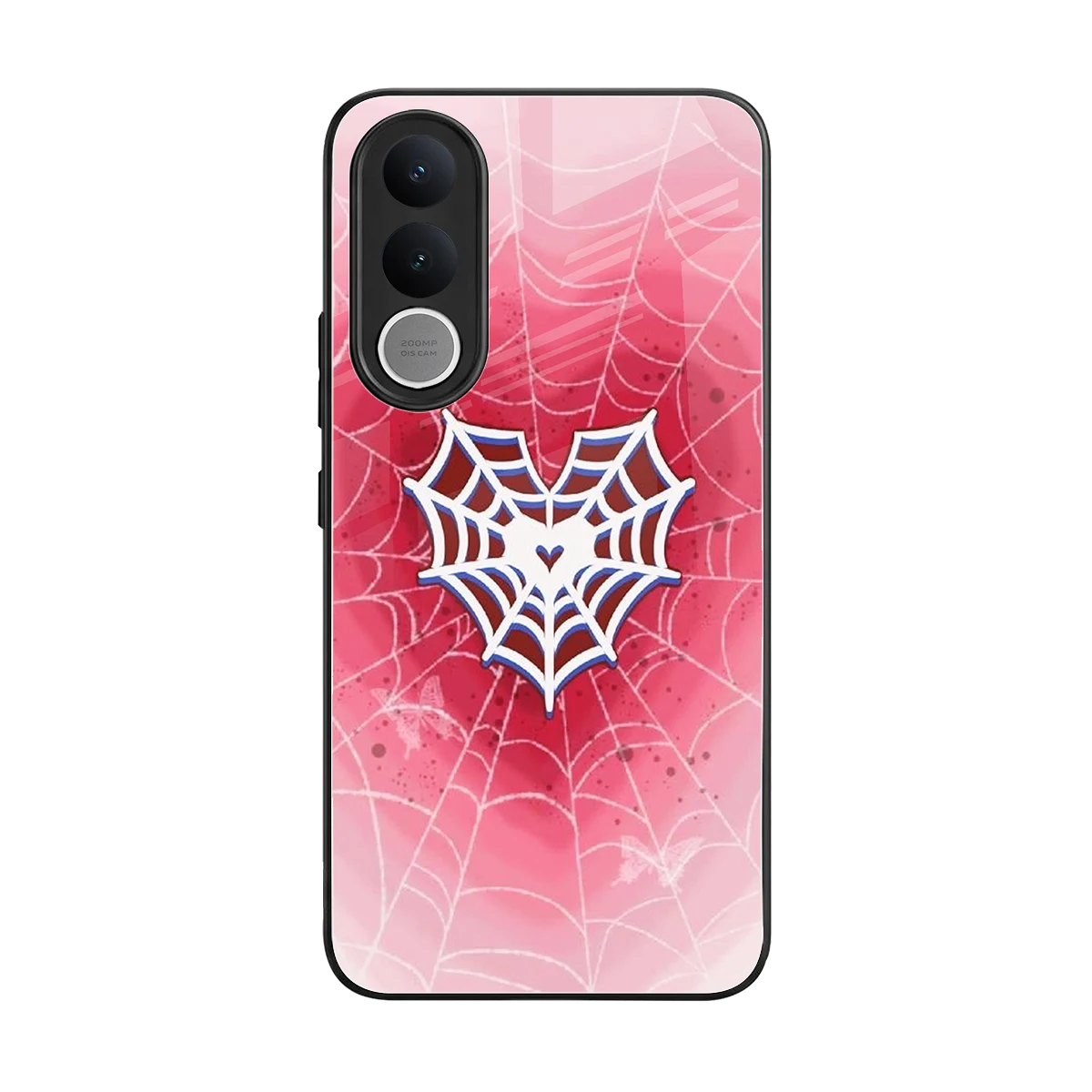 Y2K Hearts X Web back phone cover | glass case for vivo v70 fe